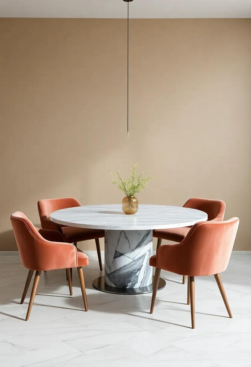 Layered‌ Textures: ⁤Combine a marble table with ⁢velvet dining chairs to add⁢ a⁢ luxurious touch ⁢that ⁣invites conversation and mingling