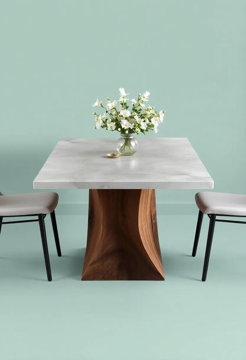Natural⁤ Beauty: Choose a‌ reclaimed ​wood base for​ your marble tabletop to blend rustic charm​ with luxurious marble for​ a unique dining experience