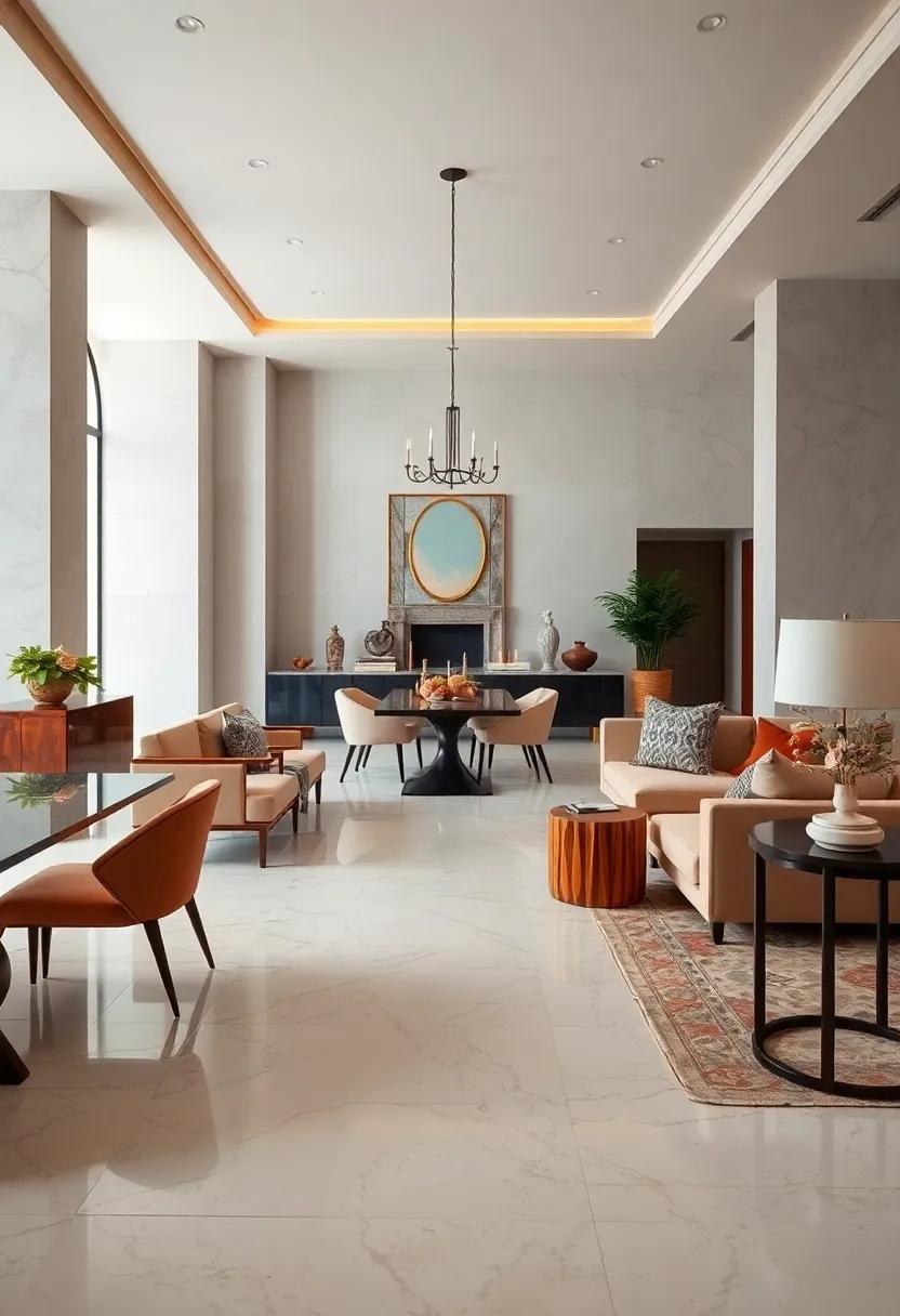 Cream Marble⁣ with Faint Brown ⁤Veins Used in Wide Plank Format