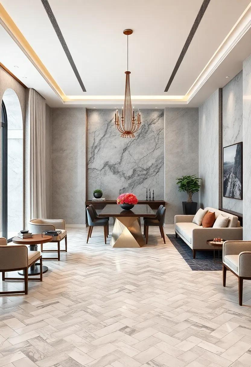 Herringbone Layout ⁢Using Grey Marble to ​Infuse Texture and‍ Movement