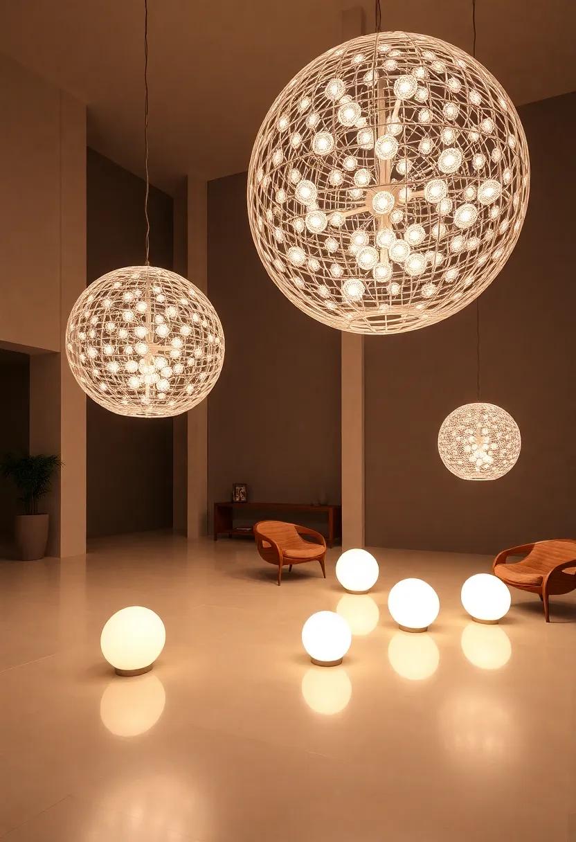 Elegant Orb Lanterns: Illuminate your spaces with large orb-shaped lanterns that evoke a sense of serenity, perfect for creating a tranquil atmosphere