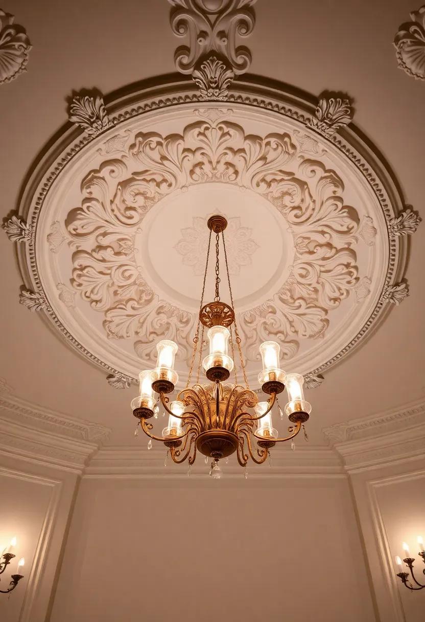 Ornate Ceiling Medallions: Pair your oversized fixtures with intricate ceiling medallions to create a sophisticated and regal aura that enhances the elegance of your lighting