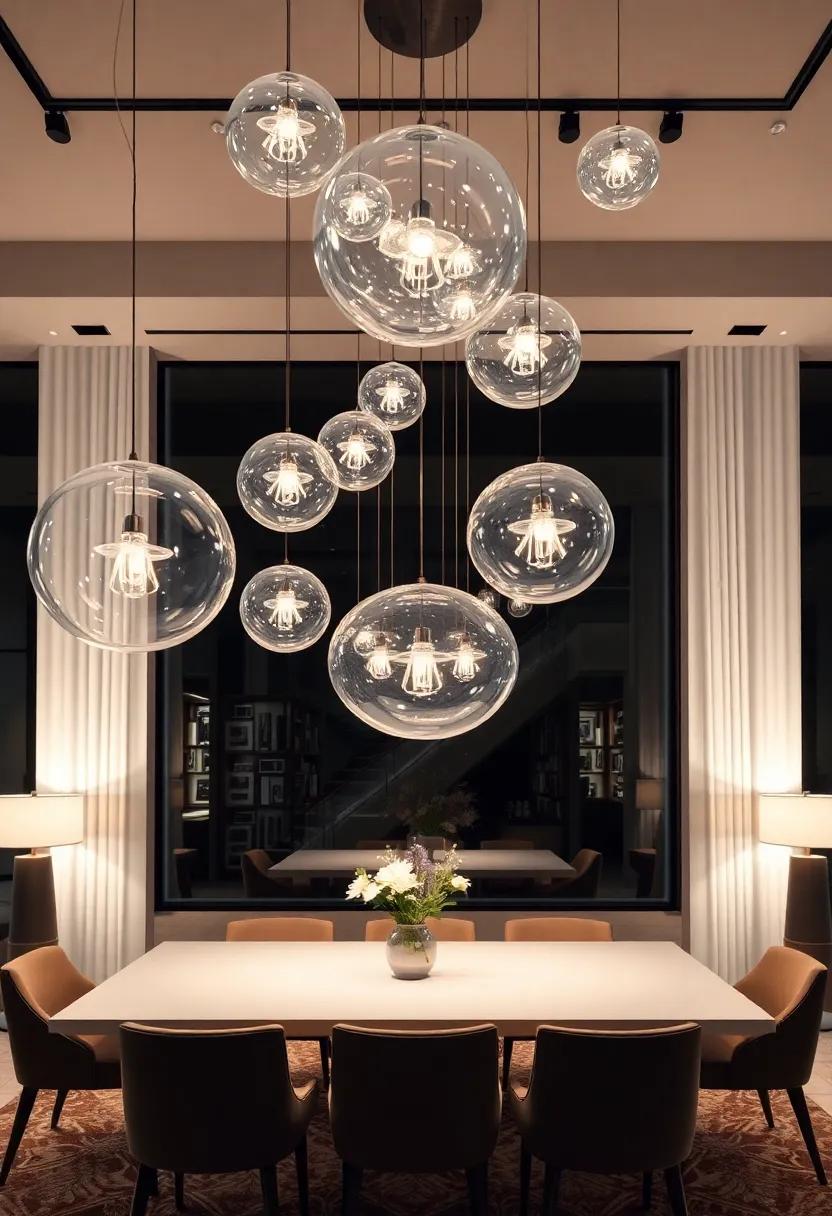 Transparent Balloon Lights: Bring an airy, buoyant feel to your interiors with oversized transparent balloon lights, ideal for a light-hearted and airy ambiance