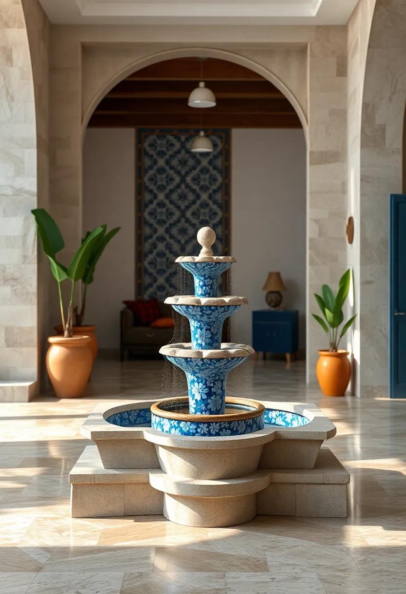 Bright ⁤Azulejo Pattern fountain - Inspired by ⁣portuguese azulejos,‍ this fountain features vivid cobalt ⁤blue and white floral ‍mosaics for a lively ⁢finish