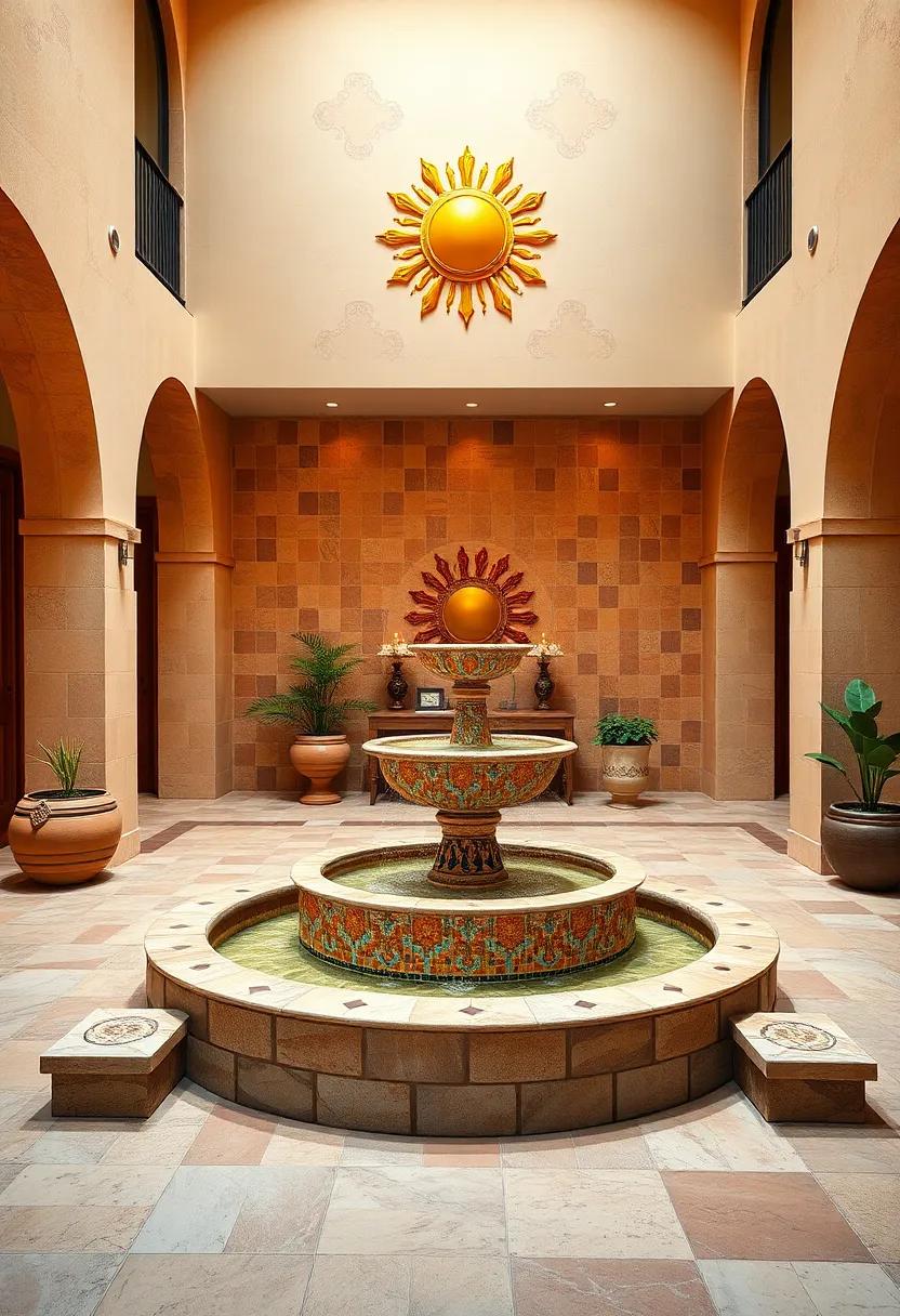 Sun-Kissed⁢ Terracotta Mosaic‌ Fountain - Warm earth tones and sun motifs evoke the rustic beauty of Mediterranean courtyards with a timeless appeal