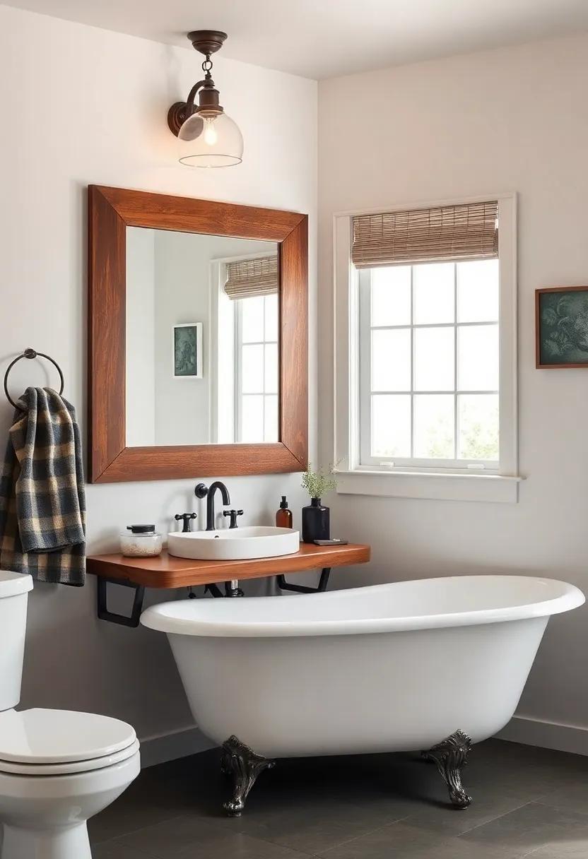 Vintage Revival: Incorporate⁤ antique⁢ elements, like​ a reclaimed wood mirror or ​clawfoot ​bathtub, to add‍ character ⁤and charm to your space