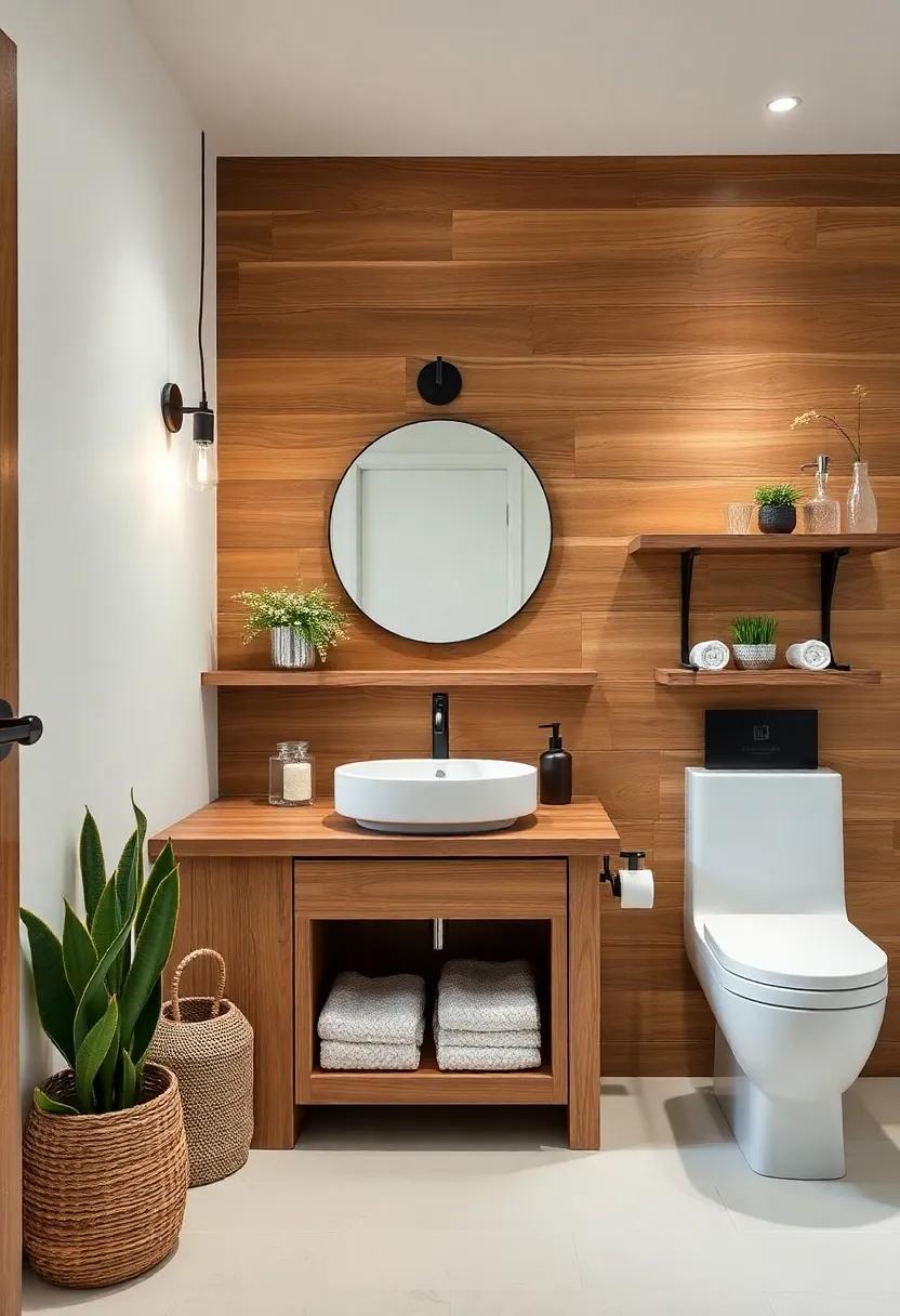 Wood⁣ Accents: Introduce ​natural wood ​elements like shelving,‌ vanity, ⁤or⁢ wall paneling to create warmth and‌ an organic feel