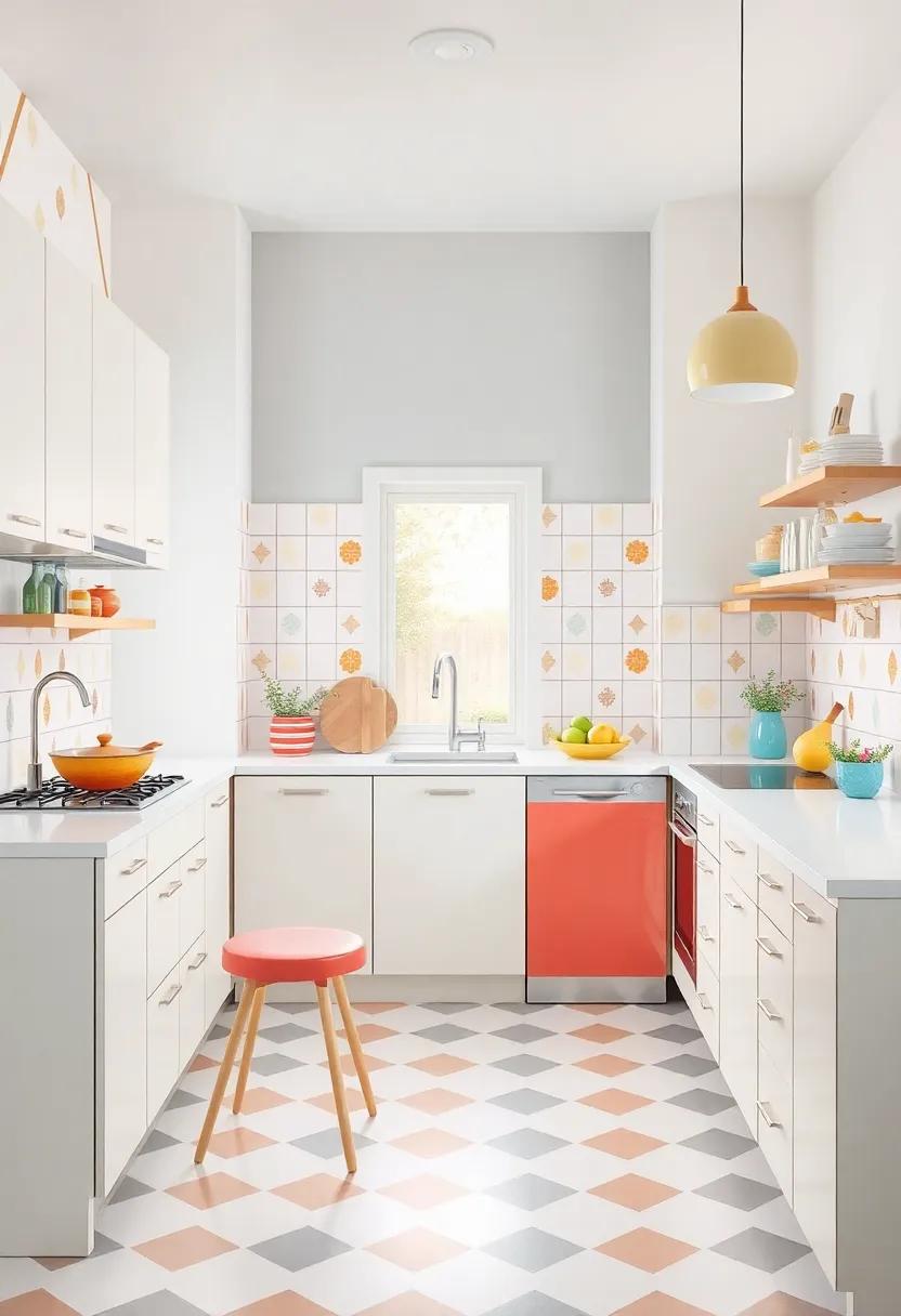 Family-friendly Fun: A cheerful mix of colors and playful patterns makes this kitchen not just a cooking space,but a gathering place for family and friends