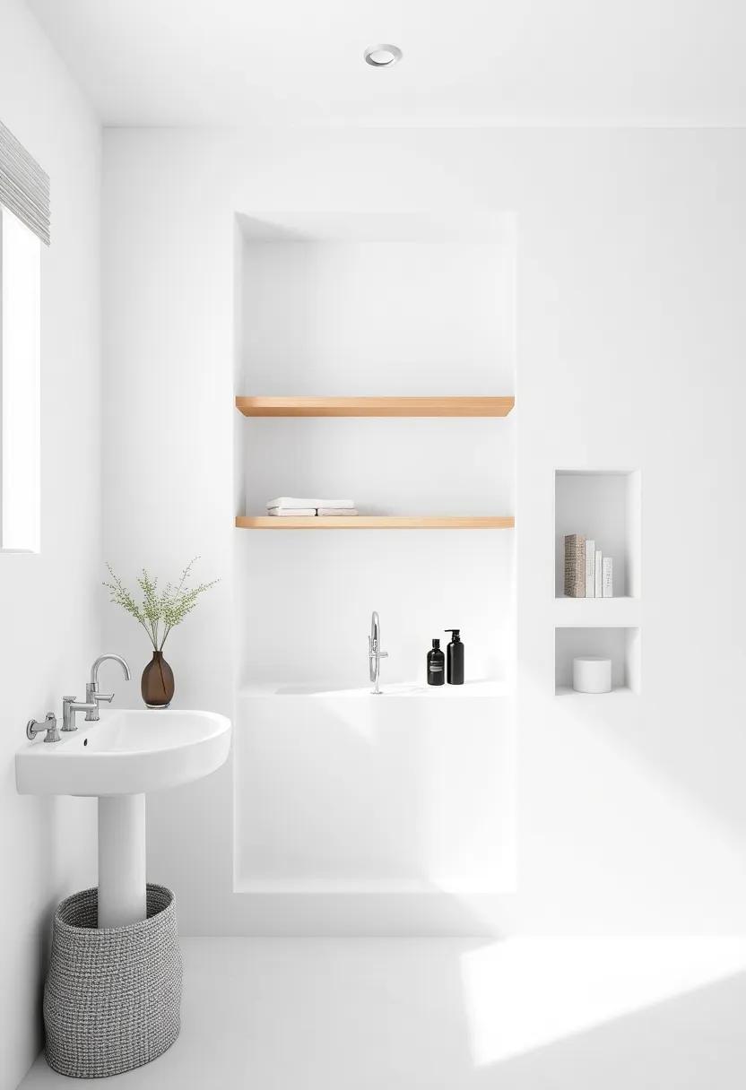 Recessed Shelves: Create recessed‌ wall niches for a streamlined look that offers ample space for bathroom essentials without ‍taking up ‌valuable⁤ floor​ space