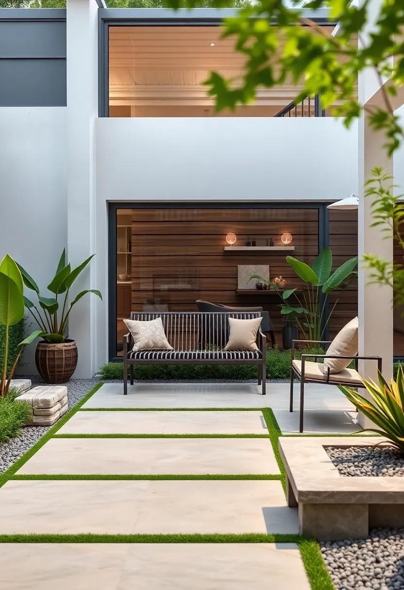 Install⁤ a minimalist metal bench to ⁣create a​ functional yet‌ unobtrusive seating⁤ area