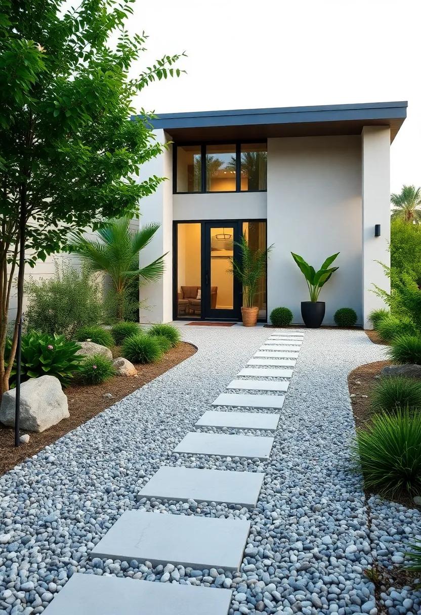 Utilize a ⁤simple gravel driveway or ‌pathway‍ to ⁤keep textures subtle and unified