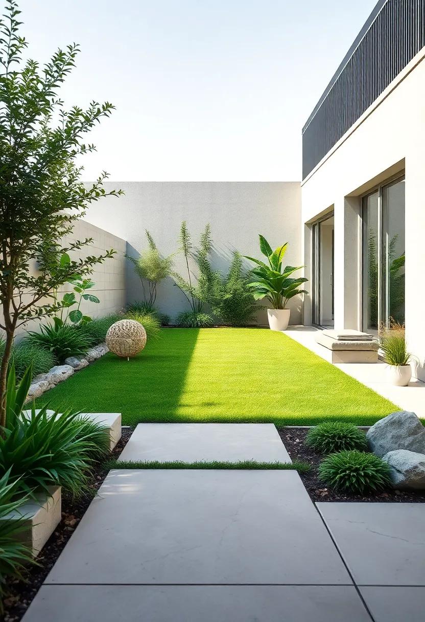 Maintain open space by designing wide, unobstructed lawn patches to balance planted areas