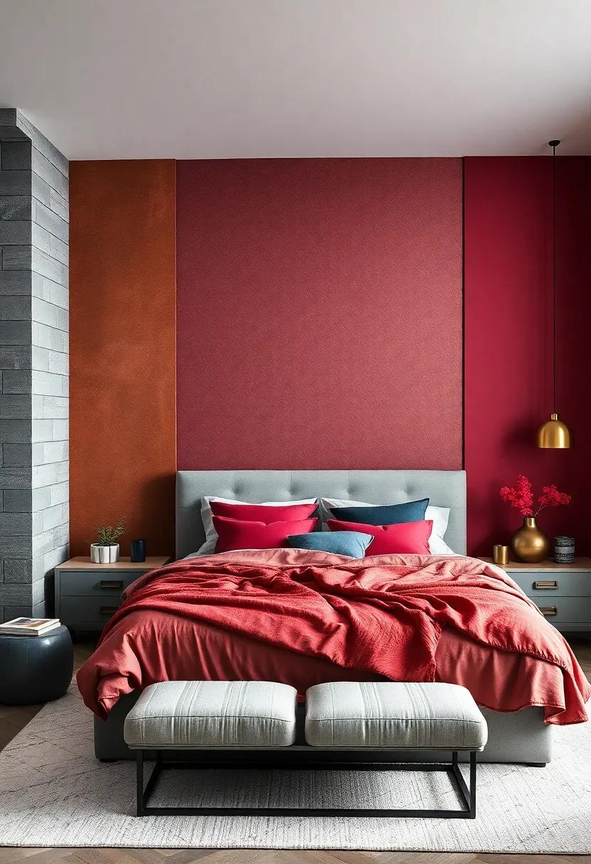 Bold accent Walls Featuring Deep ‌hues And Metallic Accents For A Sophisticated And Inviting Bedroom Atmosphere