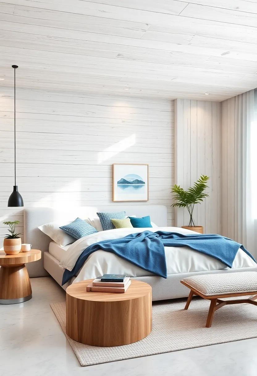 Serene Coastal Modern Bedrooms ⁣Merging Whitewashed Woods,‍ Blue Accents, And Breezy Fabrics For Calmness