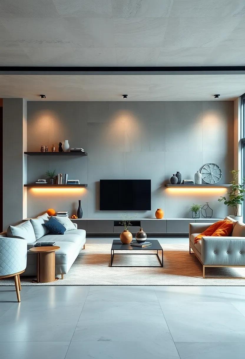 Minimalist ‍Floating Shelves with Integrated LED Lighting