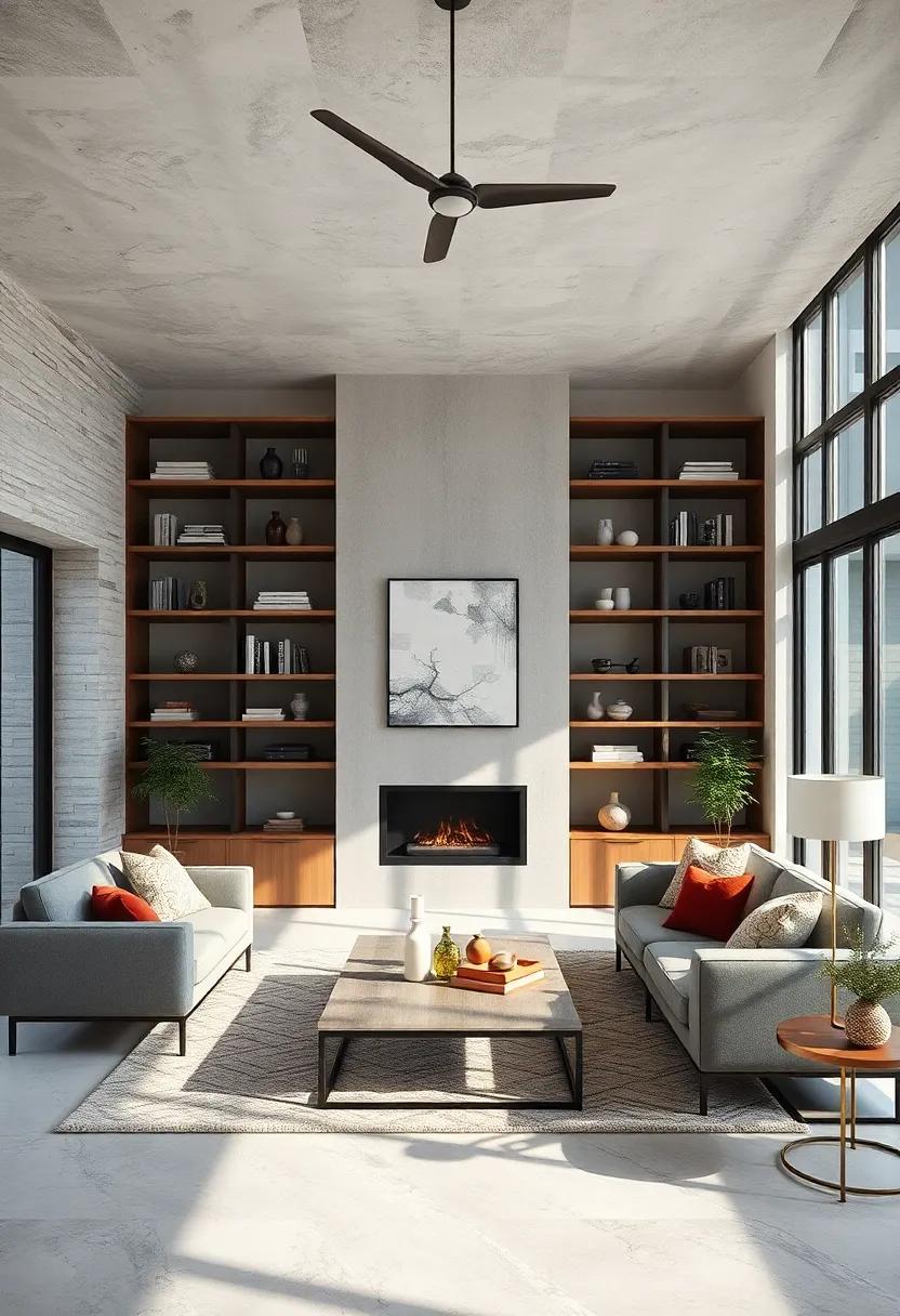 Floor-to-Ceiling Open ​Shelving‍ with Mixed Wood ⁢and ⁤Metal Accents