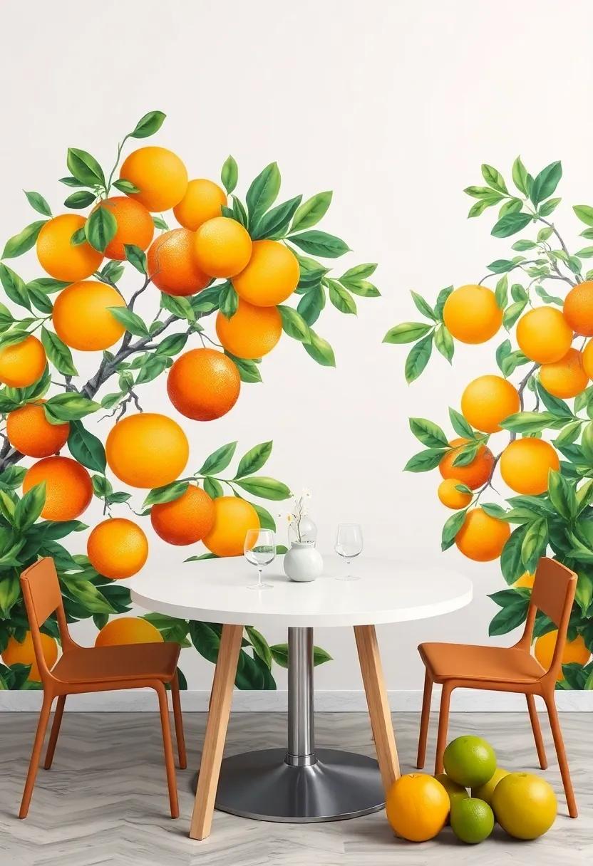 A Vibrant ⁣Citrus Grove: Bring the freshness ​of nature indoors with a mural featuring⁤ luscious oranges, lemons, and limes that ​invigorate ⁣your dining space