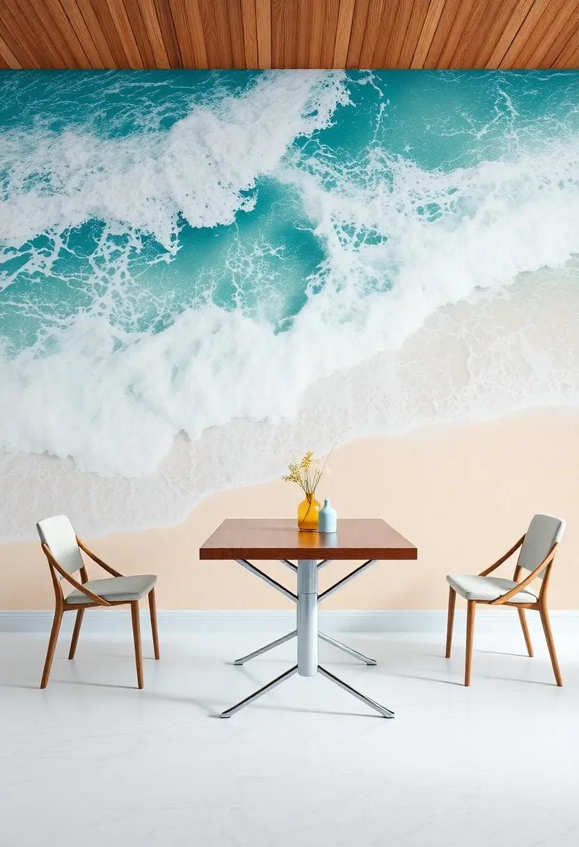 Coastal ⁣Escape: Bring the beach to your dining‍ table ⁣with ‌a mural of breaking waves ⁣and sandy shores,promoting relaxation⁣ and good ‌vibes