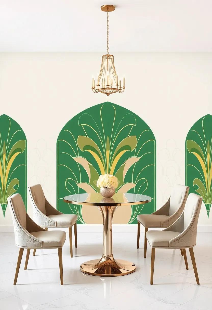 Art Deco ⁤Elegance: ‍Choose ‍a mural that showcases⁣ the intricate patterns ⁣of Art Deco design ⁢for a touch‌ of⁢ vintage glamour ⁤in your⁢ dining ⁣space