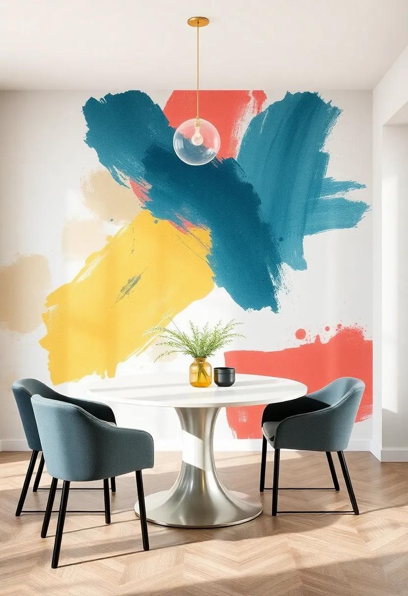 Artistic Brushstroke: Choose a mural that looks like an abstract painting done in bold brushstrokes, adding an artsy​ edge⁣ to your dining decor