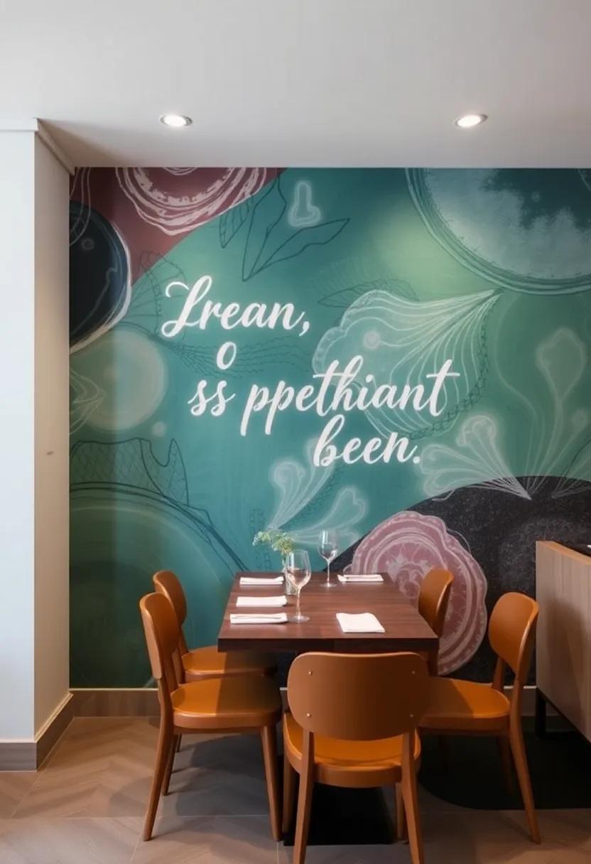 Inspirational Quotes: Consider a ⁢mural featuring inspiring quotes or phrases in beautiful typography to encourage meaningful conversations during‌ meals