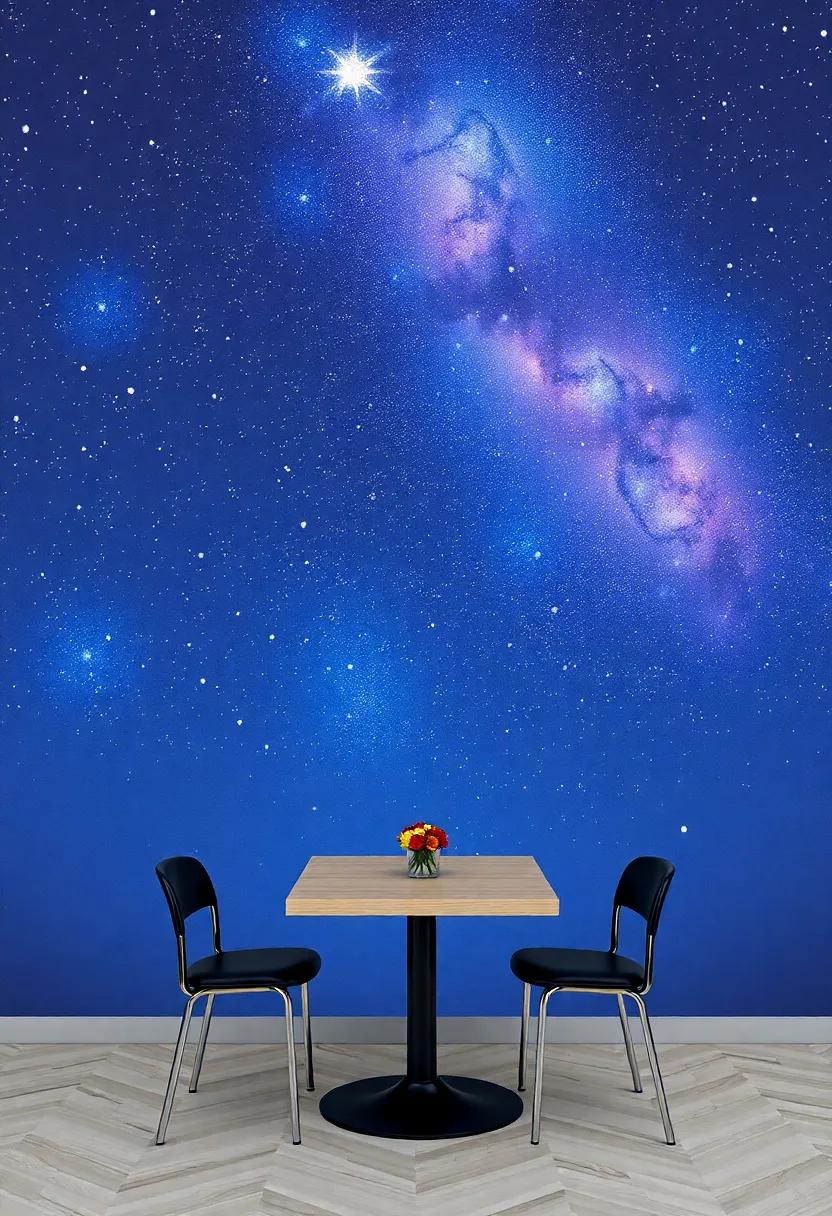 Dreamy Night Sky: Create a⁣ whimsical‌ atmosphere with a‌ mural of a starlit night sky, perfect⁢ for those late-night meals that⁢ linger into the ⁣small hours