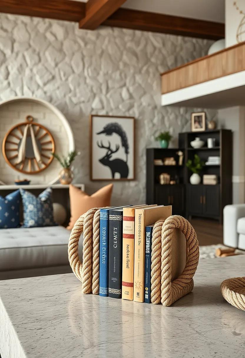 Rope-Crafted ⁢Bookends⁤ Keeping Coastal Reads in Place