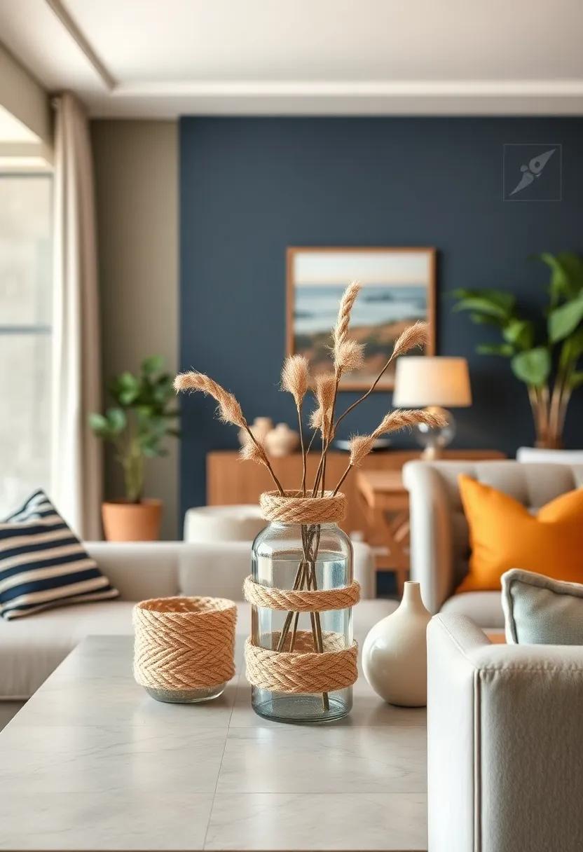 Rope-Wrapped‌ Mason Jar Vases for Rustic Beach Vibes