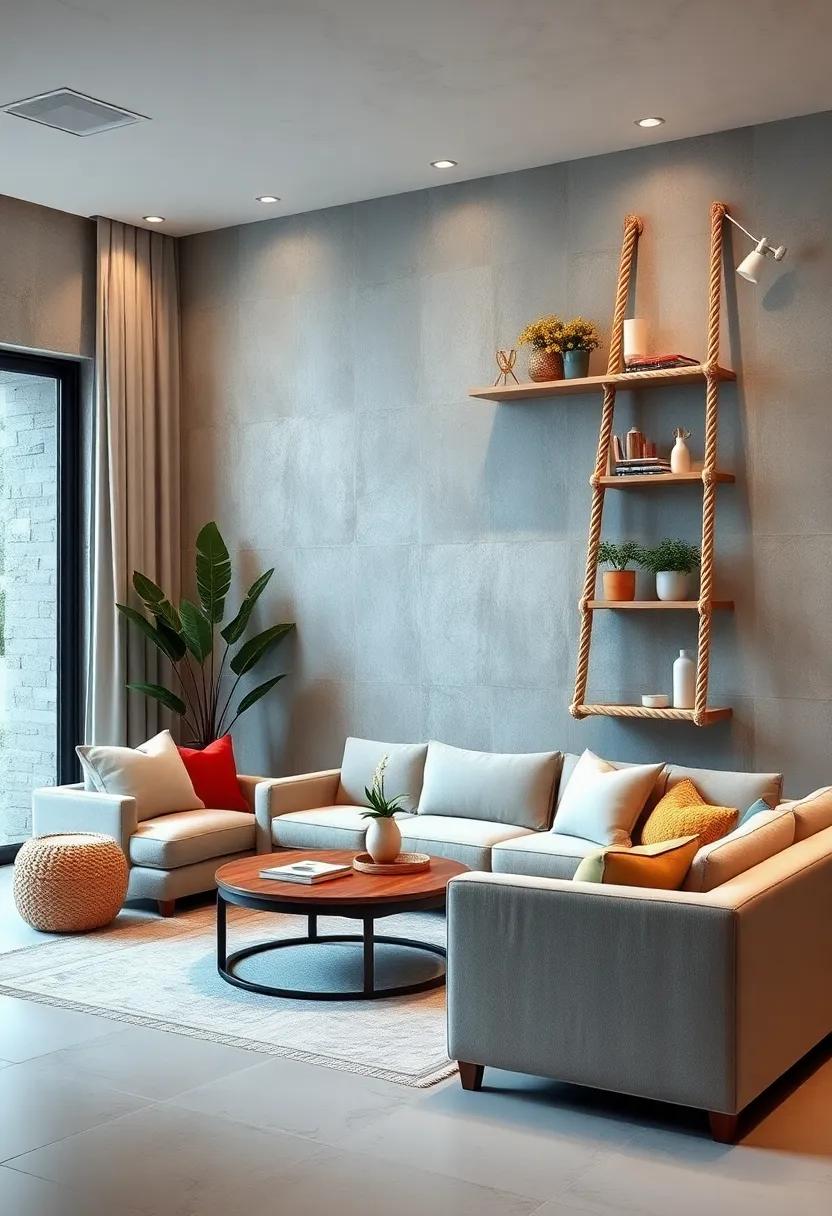 Decorative Rope Ladder Shelves for Stylish Storage