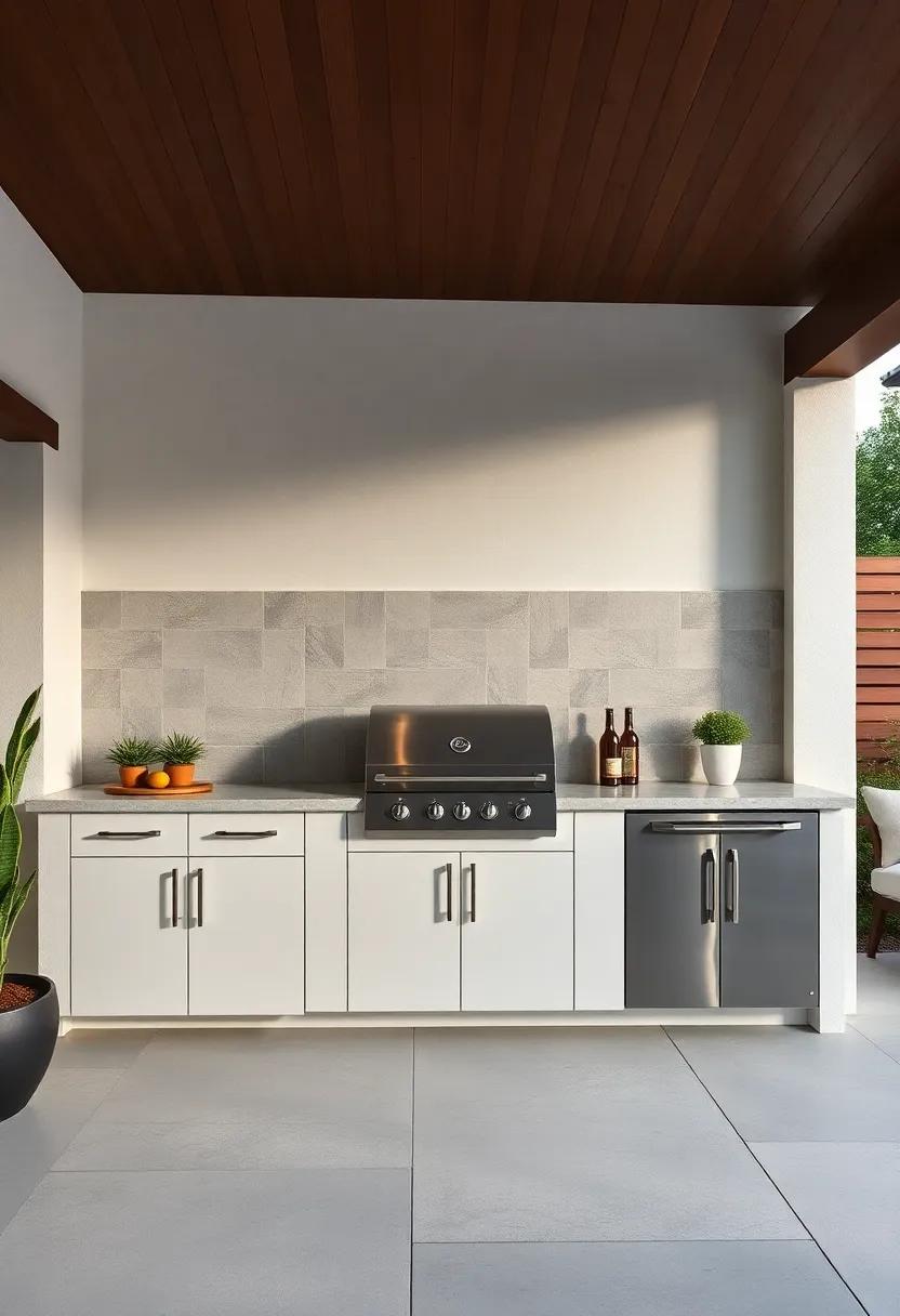 The Heart ‍of Outdoor Living Featuring a Sleek Modular grill Station with Ample Counter ​Space and Stylish‌ Storage Cabinets
