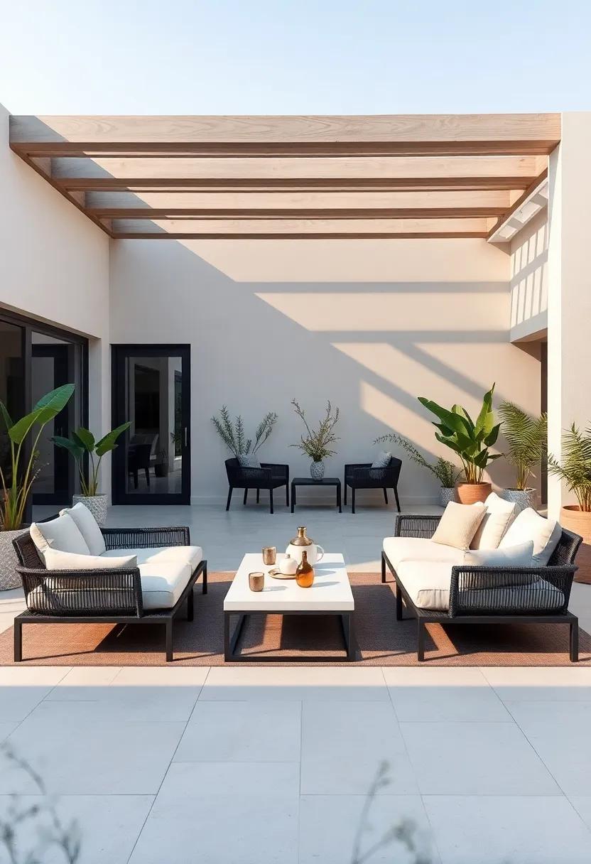 Get inspired by a spacious terrace that boasts oversized ​chaise lounges and a stylish ⁢coffee table, providing the perfect setting ‌for sunbathing and brunches with ⁤family and friends