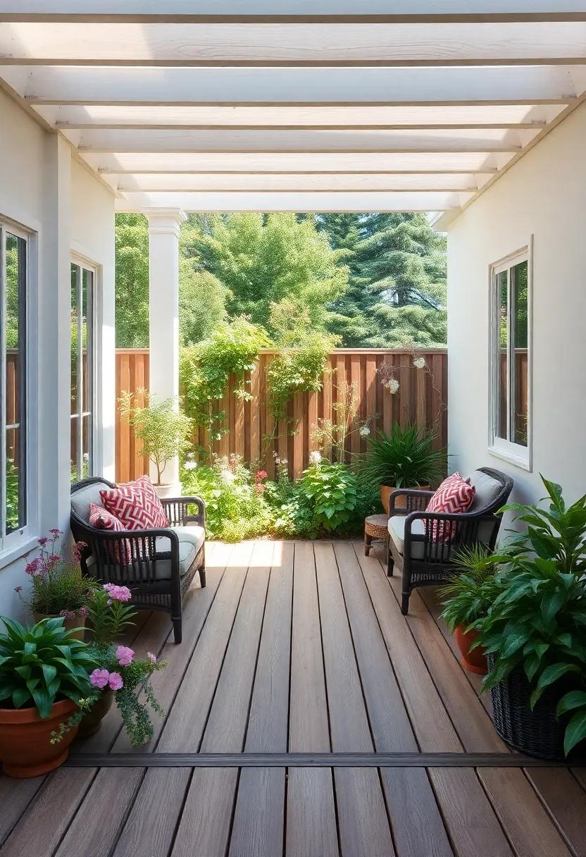 Create a Garden Oasis: Surround your deck ⁢with lush greenery and flowers to create a serene retreat‍ that feels like a hidden garden