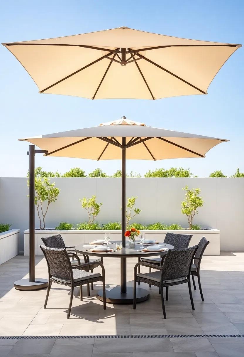 Sunbrella Cantilever Umbrella: A commanding presence with its offset design, perfect for⁤ larger dining ​setups without obstruction