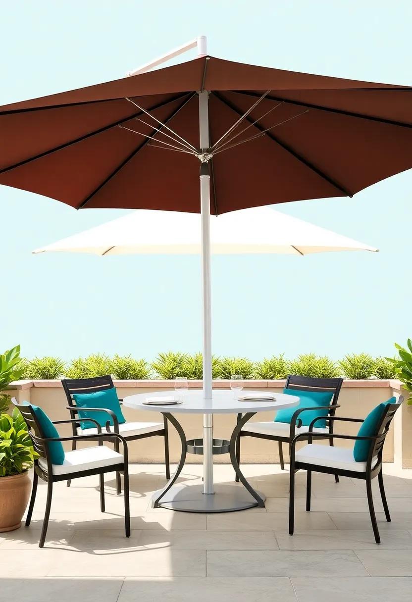 SOLA 11-Foot Cantilever Umbrella: This innovative design allows for 360-degree rotation, perfect for adjusting shade throughout the day while you dine