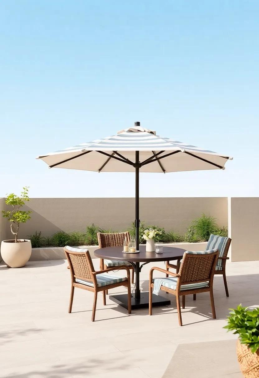Frontgate‍ classic Market Umbrella: Elevate your patio with this sophisticated option, boasting a variety of fabrics and ​patterns to suit your personal style