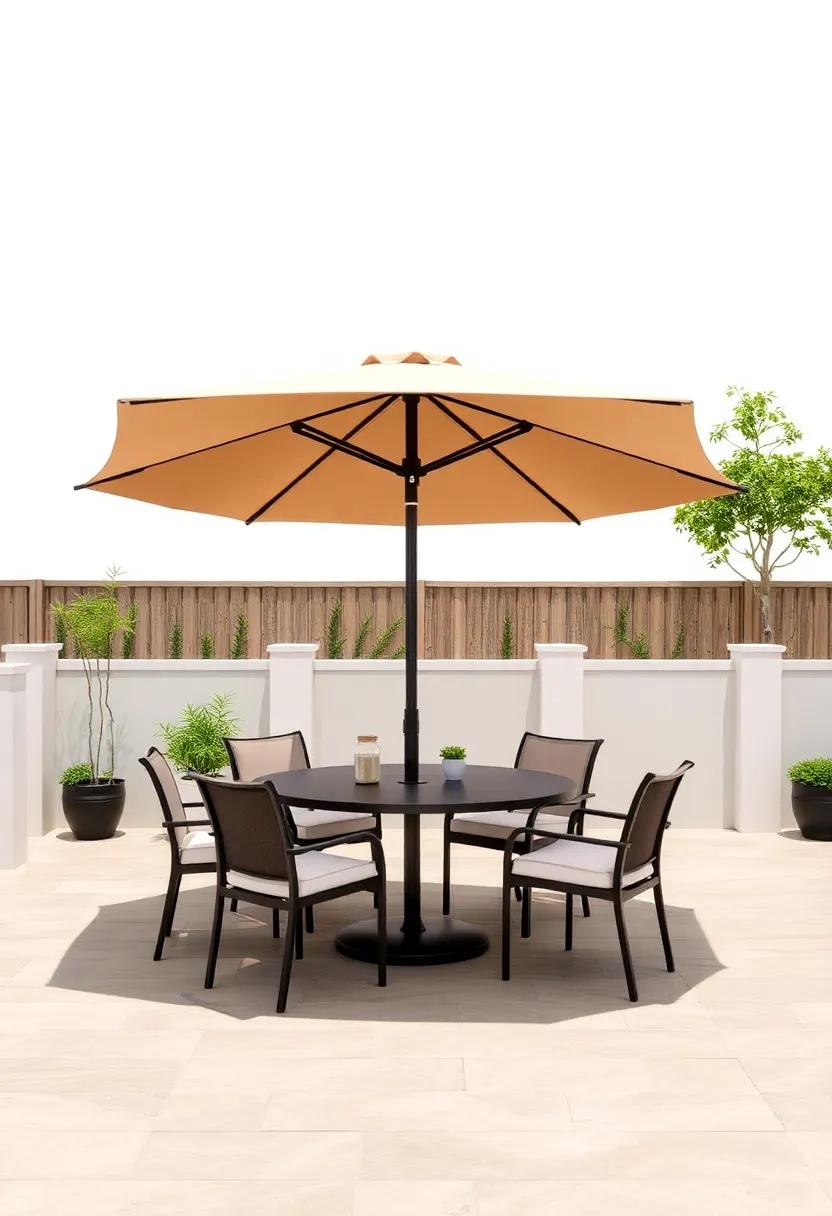 sunshade 12-Foot⁢ Garden Umbrella: Offering an expansive shade area, this stylish‌ umbrella transforms your patio ‍into an outdoor dining oasis