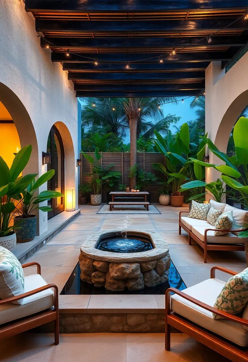 Add a water ​feature such as a⁢ small fountain⁤ or pond ‍to create soothing sounds⁢ that enhance relaxation