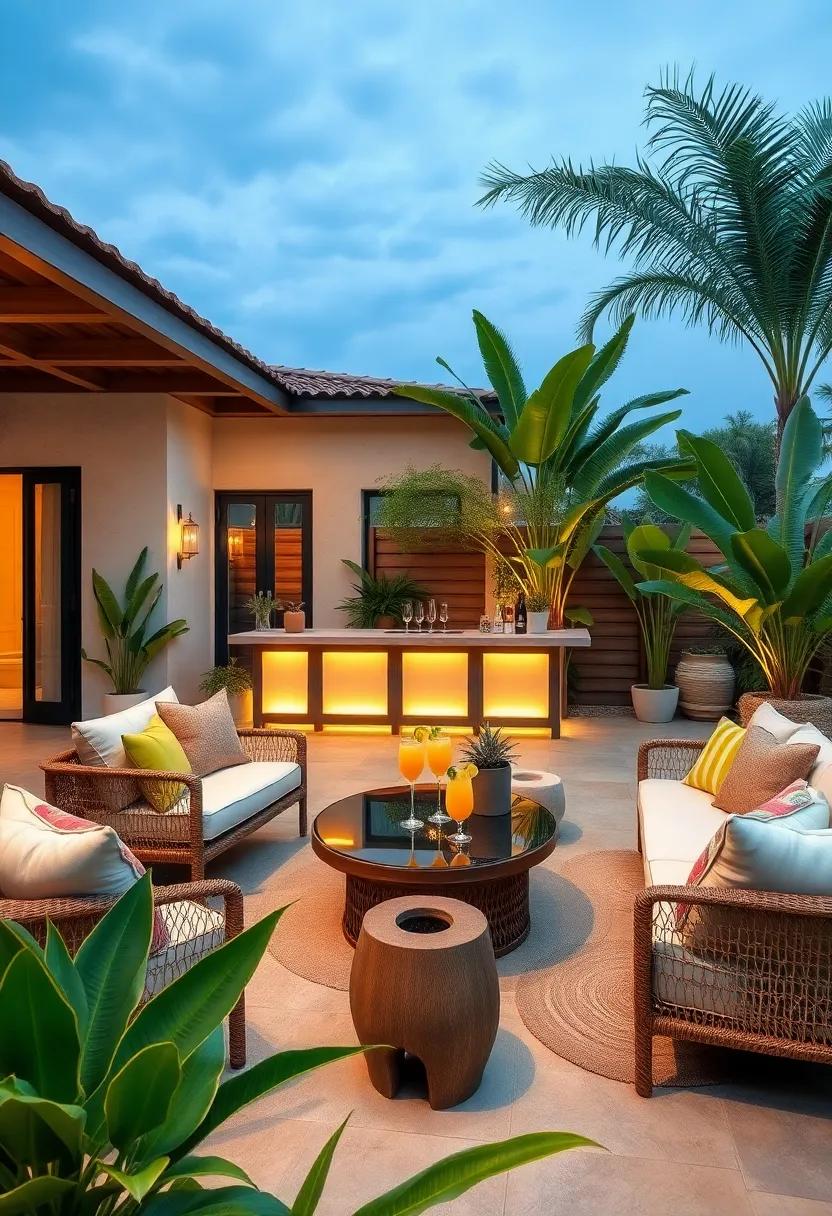 Add ⁣a ‌stylish‍ outdoor bar or‍ refreshment station​ with tropical-inspired drinks to entertain guests