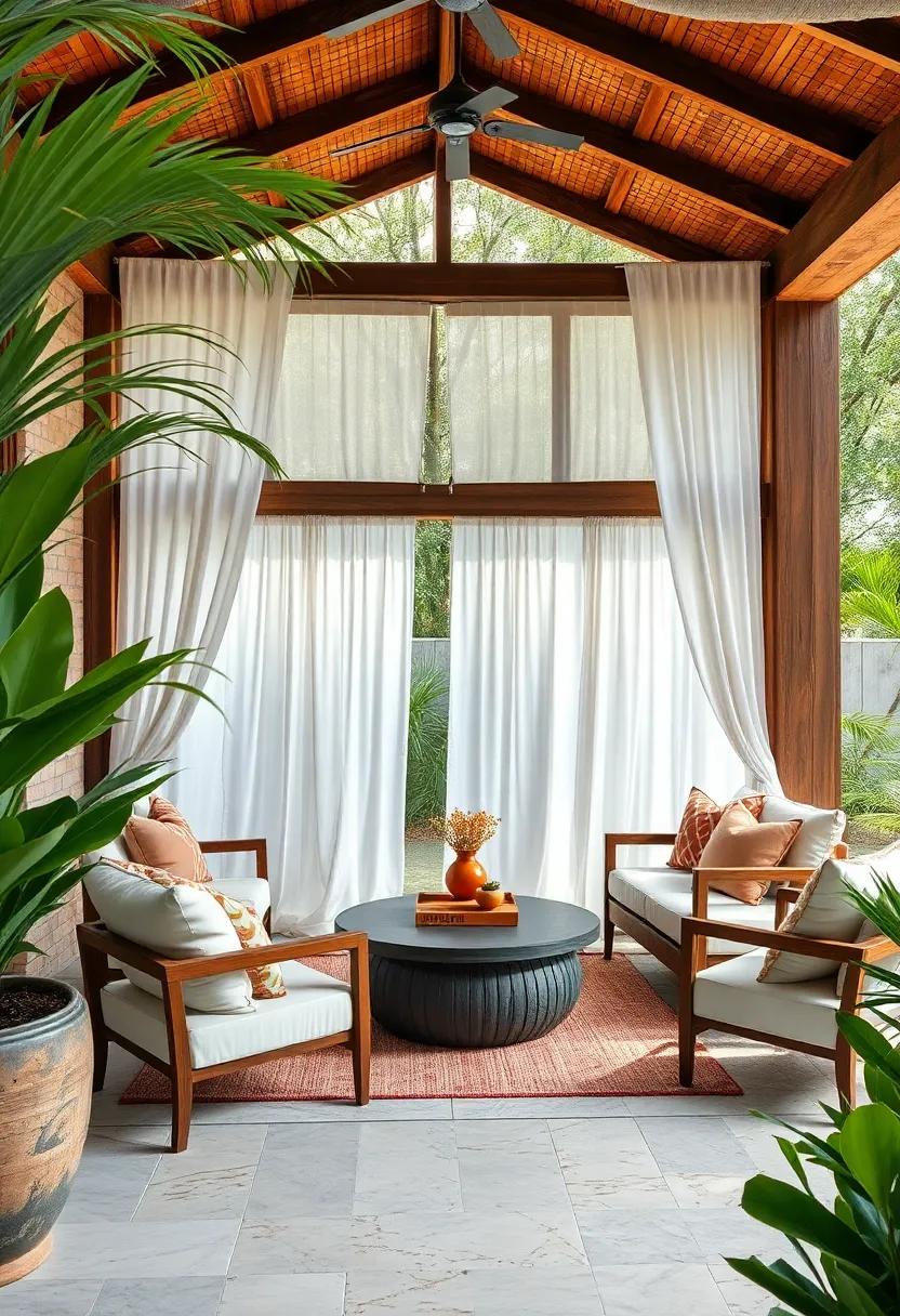 Hang ⁣lightweight, flowing ⁣curtains to provide shade and add‌ a⁢ touch of‍ elegance and ⁣privacy