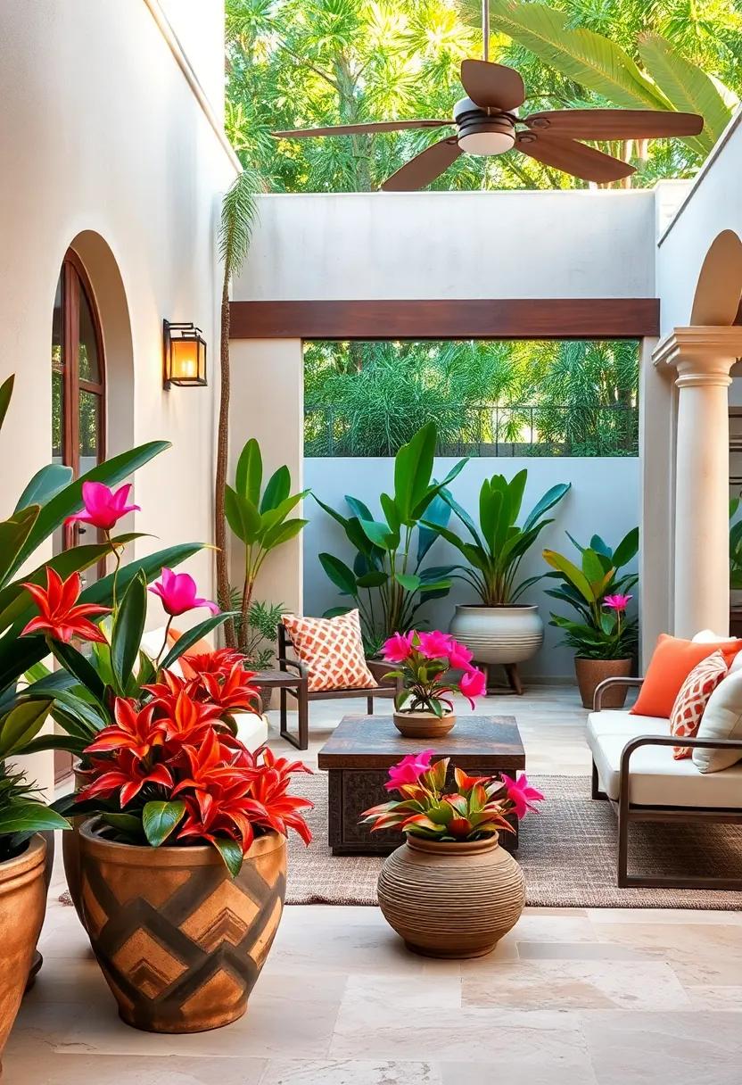 Place large,decorative pots with exotic flowers to draw ​the ⁤eye​ and add pops of color ​throughout‍ the‌ space