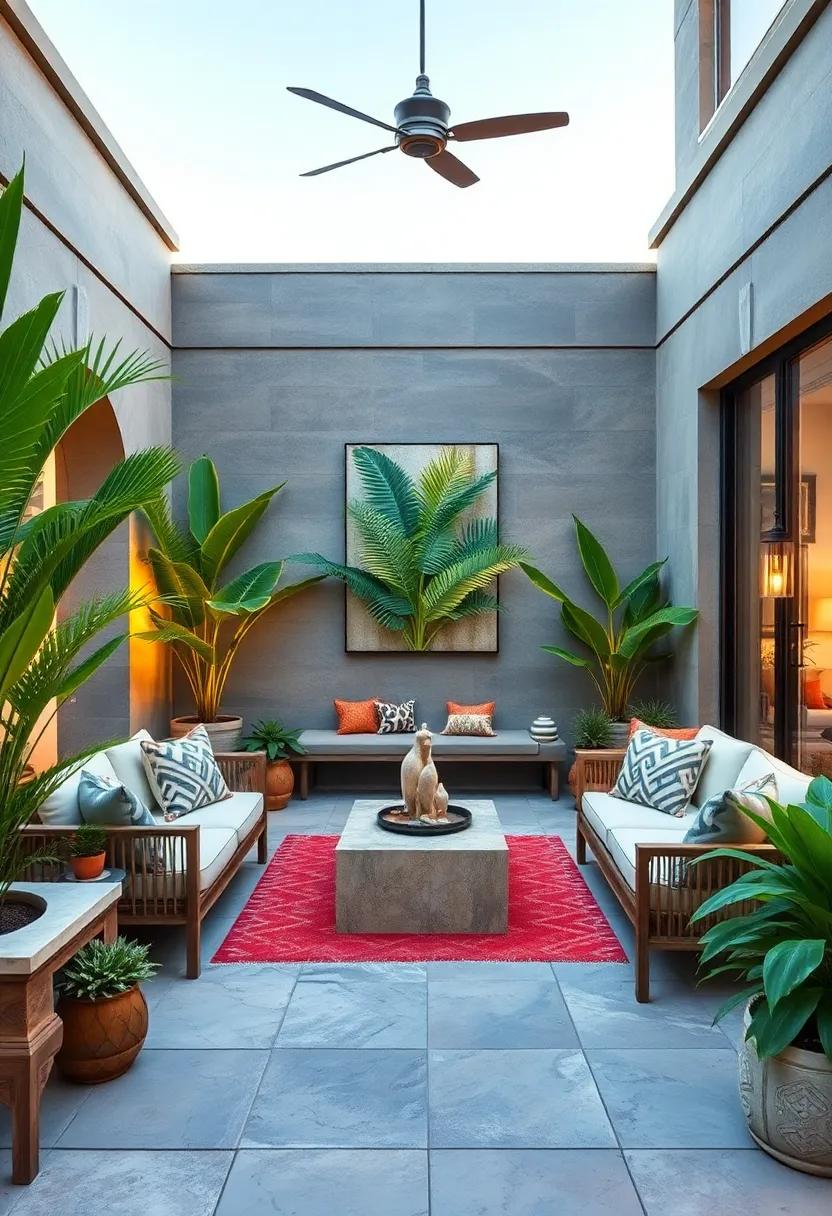 Utilize palm leaf or terracotta wall art to evoke tropical landscapes even within⁢ limited‌ patio space