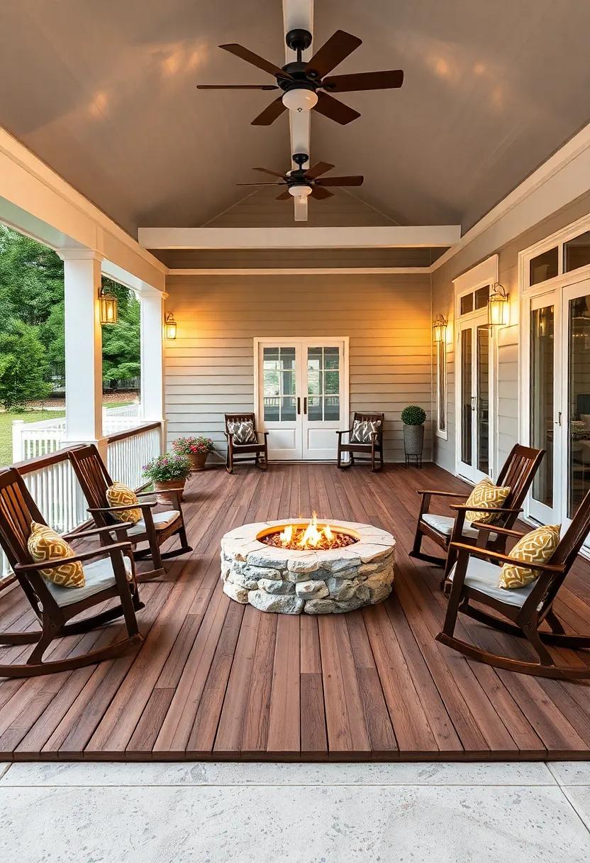 Family-Friendly Patio:⁤ A child-safe, low-flame fire pit with built-in ​seating and ‌durable cushions, designed for ⁣comfort and ‍safety during gatherings