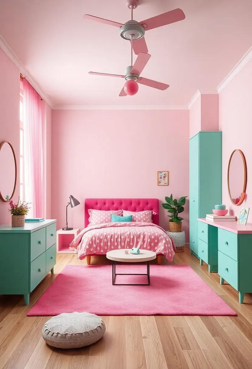 Playful Polka Dot Patterns in Complementary Pink and Mint for a Youthful and Energetic Vibe