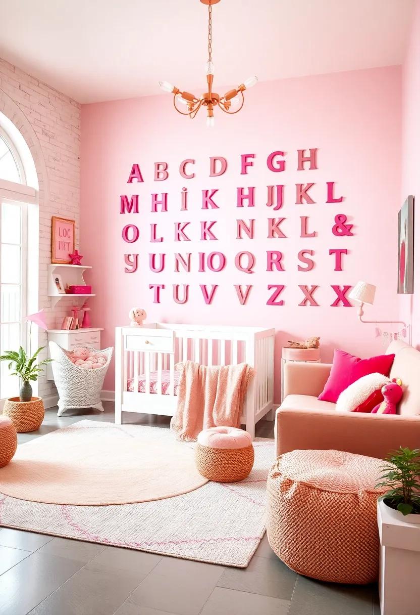 pink and White Alphabet Wall Decals that Inspire Learning