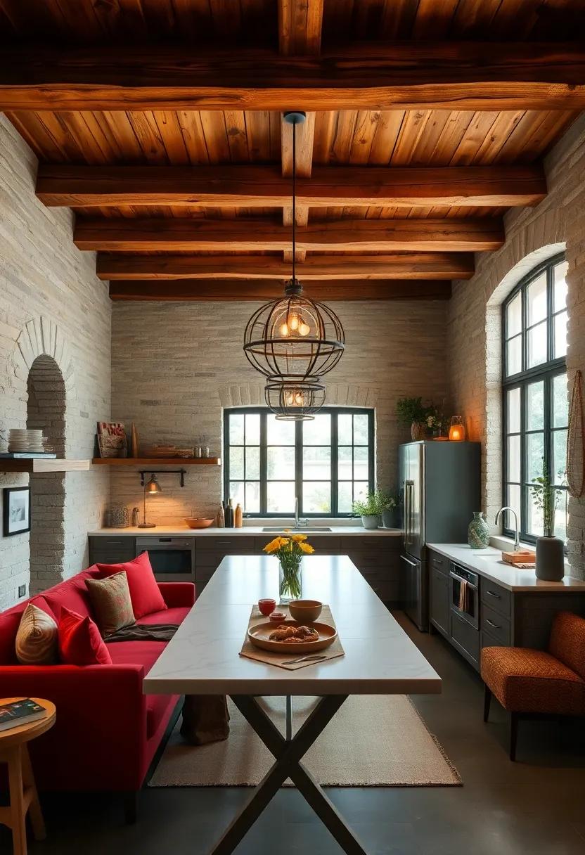 Exposed wooden beams: Embrace the natural beauty of reclaimed wood with exposed ceiling beams that add warmth and⁢ character