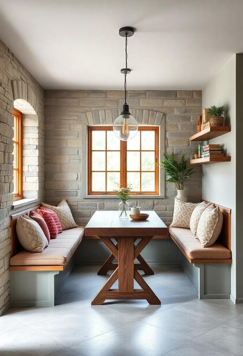 Farmhouse dining nook: Create a cozy‍ eating corner with built-in benches, rustic wood⁢ tables, and soft cushions