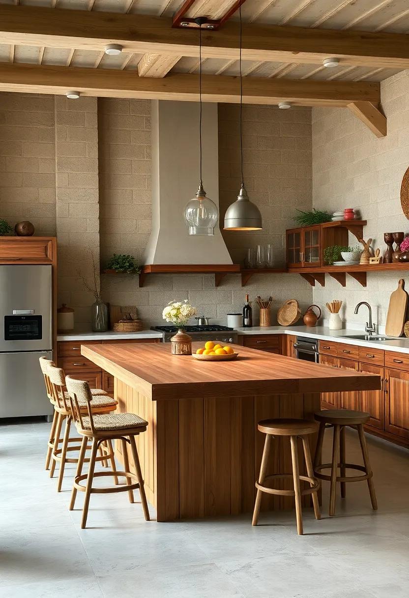 Rustic butcher⁤ block island: Add a large wooden butcher block island that serves as both a workspace and focal point