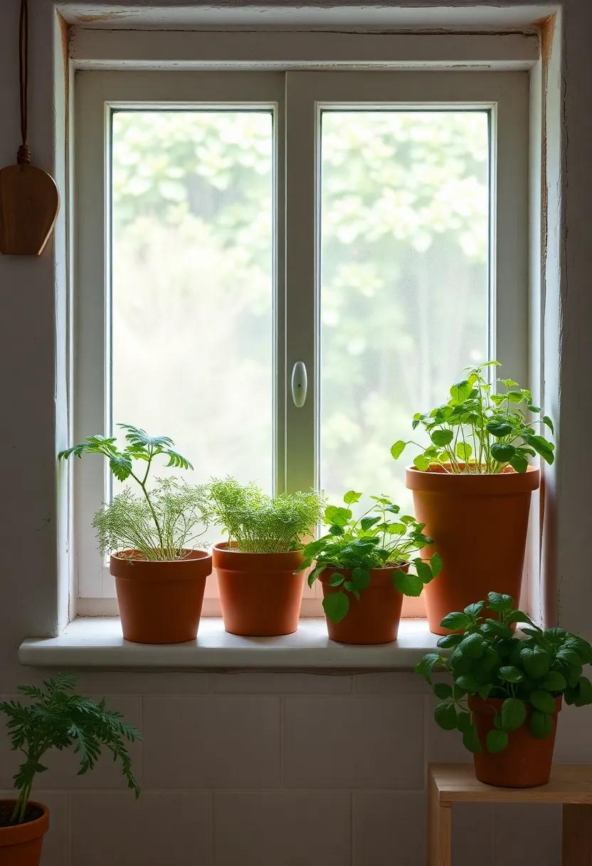 Herb Garden: Set up ⁣a small indoor herb garden in painted ⁢terracotta pots on​ a window sill for easy ⁣access to fresh ingredients and⁢ charming decor