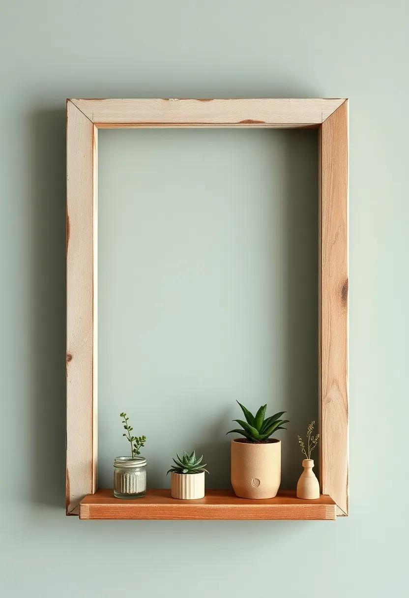 old Window Frame⁤ Display: Repurpose an old window frame for a creative wall shelf,perfect for holding recipes or ⁤small kitchen plants