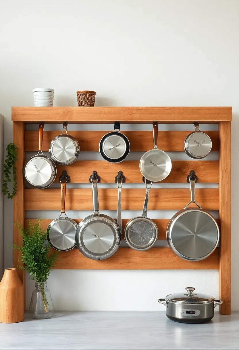 Repurposed ‍Wooden pallets: Create ‌a wooden pallet wall for hanging storage hooks, enabling‌ you to⁢ display ​pots and⁢ pans neatly and stylishly